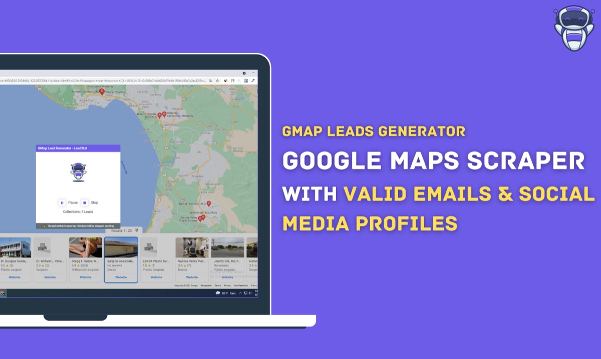 MapyLeads dashboard listing scraped businesses and their SMS reply threads